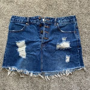 Distressed Jean Skirt